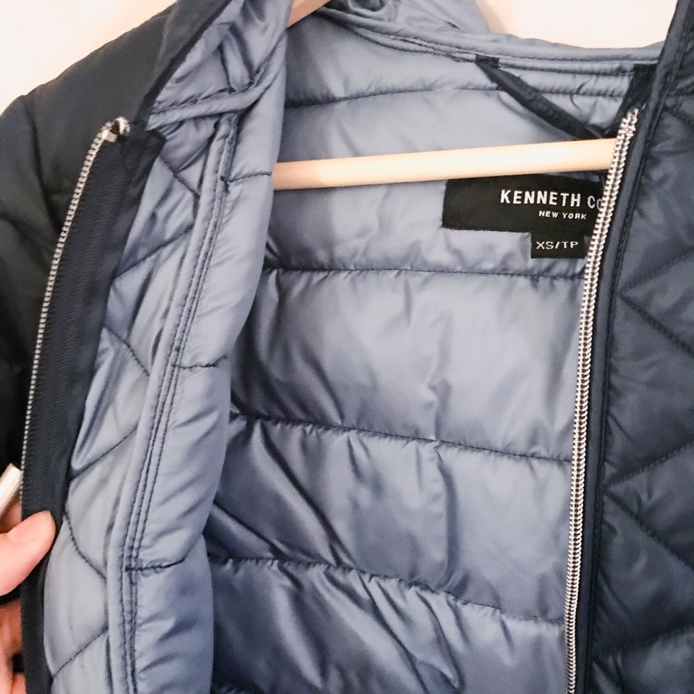 kenneth cole // navy long packable puffer - Picture 5 of 7